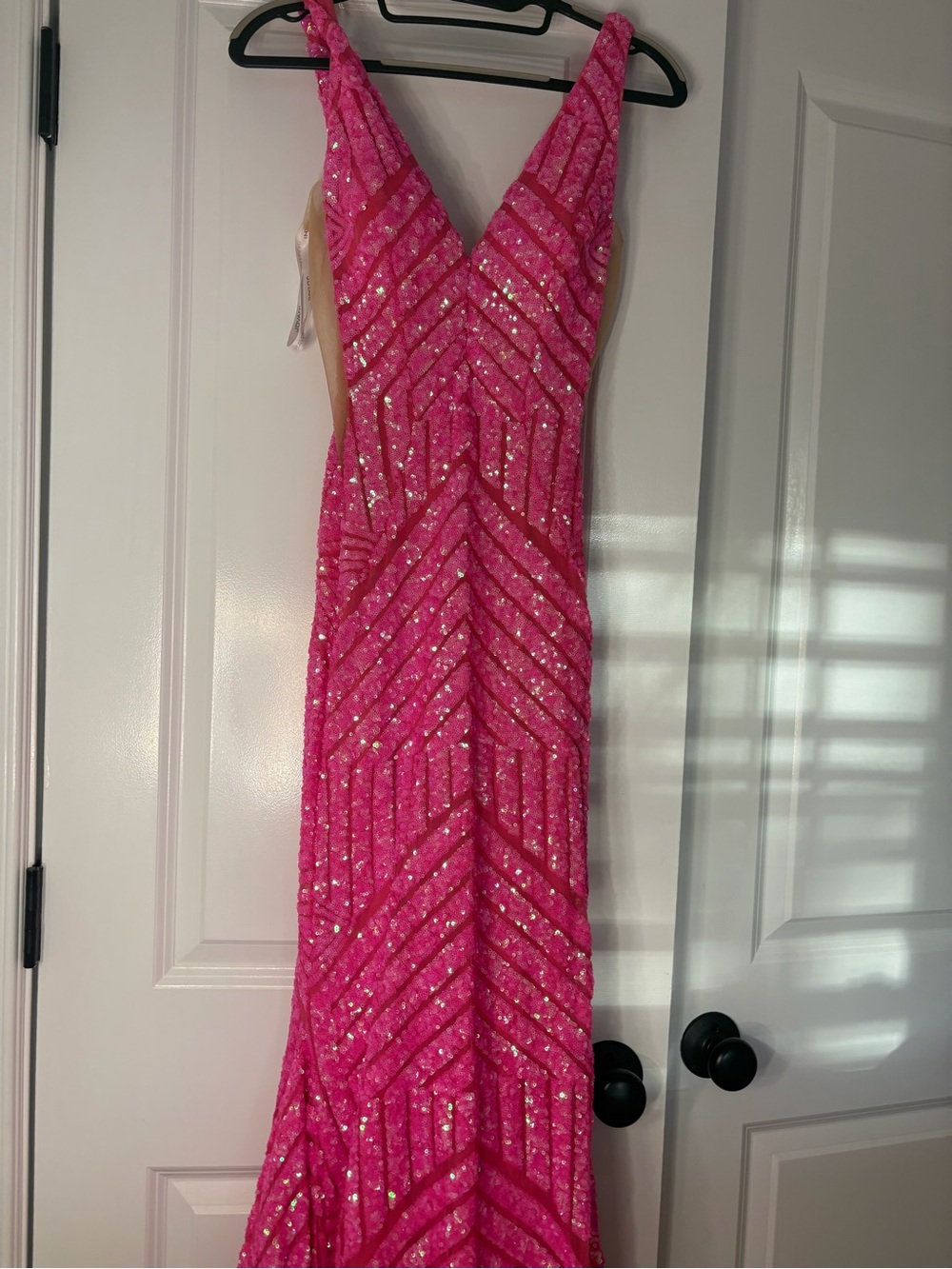 Jovani Pink Sequin Halter Mermaid Gown - Picture 3 of 3